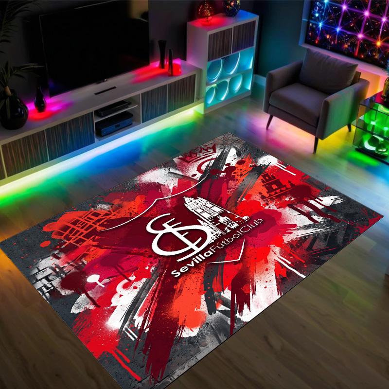Sevilla FC Design Crystal Velvet Carpet Cozy Non?Slip Printed Rug For Bedroom Living Room Entrance