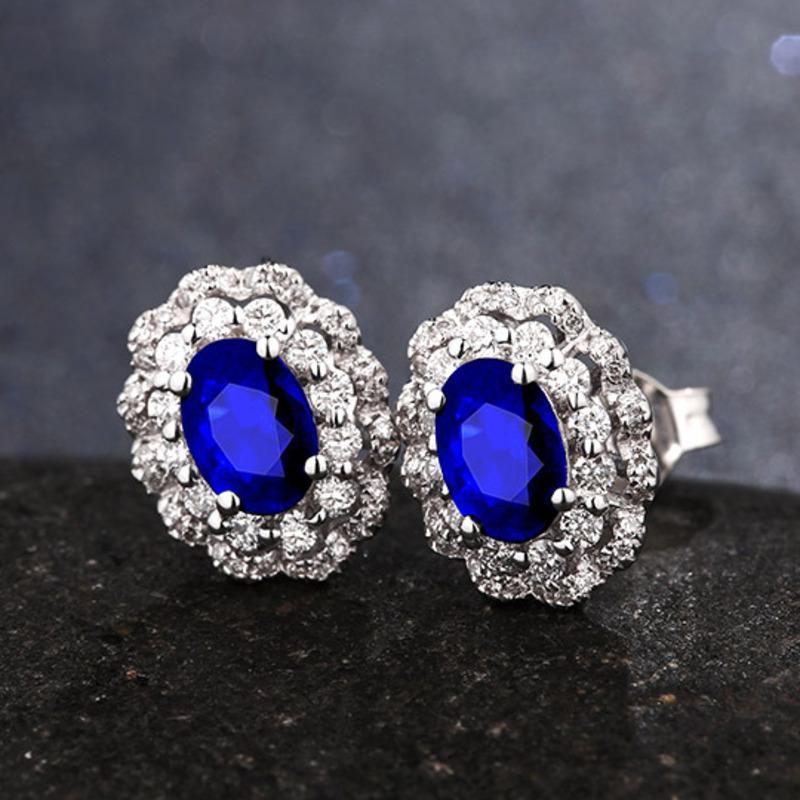 BELLA BOX Роскошный натуральный синий кулон с сокровищами, женский комплект, кольцо с цирконом, женские темпераментные серьги для женщин, комплект ювелирных изделий