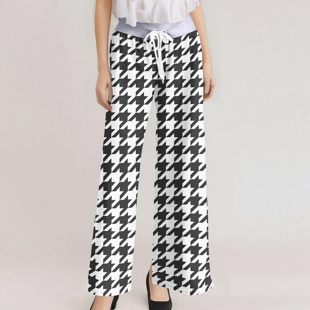 Женские модные повседневные удобные пижамные штаны с принтом в полоску, широкие брюки на шнурке