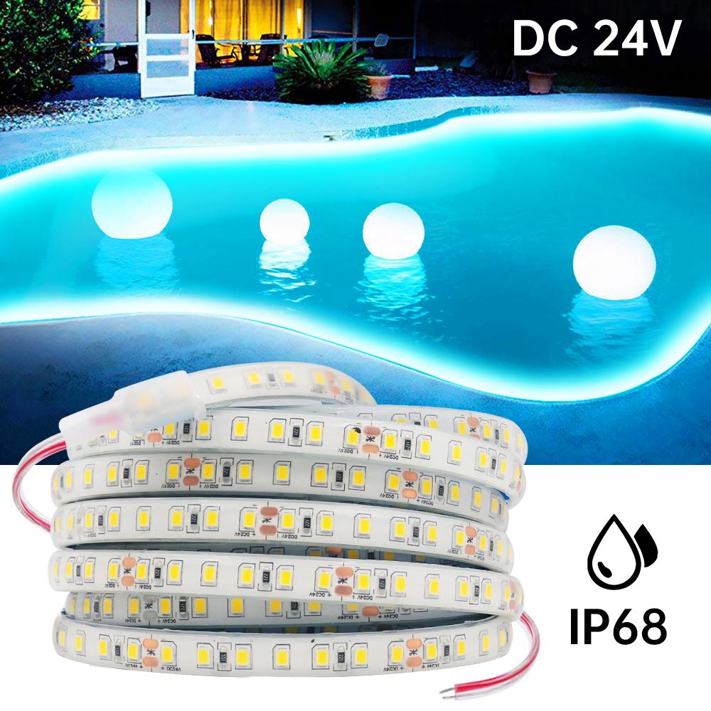 IP68 Waterproof LED Strip Lights 24V 2835 120Leds/m Warm Natural White Red Green Blue Flexible Lus Led Tape Underwater Decor