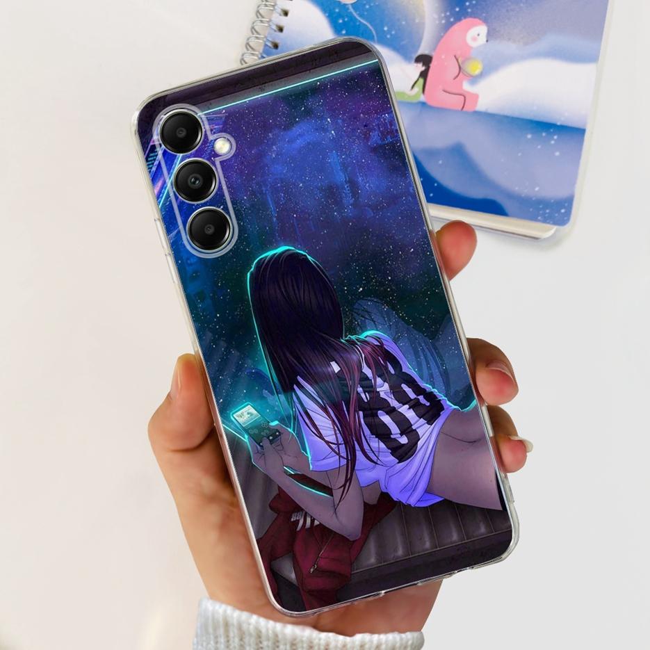 Чехол для Samsung Galaxy A05s SM-A057F Милый мультяшный чехол с кошкой Прозрачный силиконовый чехол для телефона для Samsung A05s A 05s Мягкий бампер