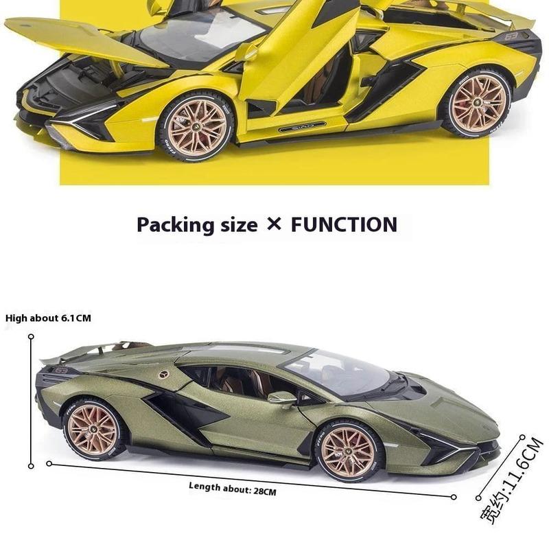 1:18 Lamborghini New Energy Super Sports Car Alloy Die-cast Car Model Sound and Light Series Pull Back Function Children's Toy Boy Birthday Gift