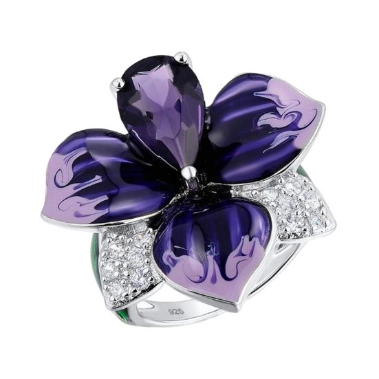 Женщины Сердце Искусственный Рубин Цветок Кулон Кольцо Партия Ювелирный Подарок