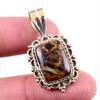 Natural Pietersite Gemstone 925 Solid Sterling Silver Two Tone Pendant 1.5" D4C73