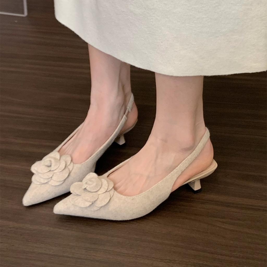 Французские туфли на высоком каблуке в стиле Сяосянфэн, сумка, сандалии с закрытым носком, туфли феи, новинка весны 2025 года, вечерние туфли пудрово-розового цвета с острым носком