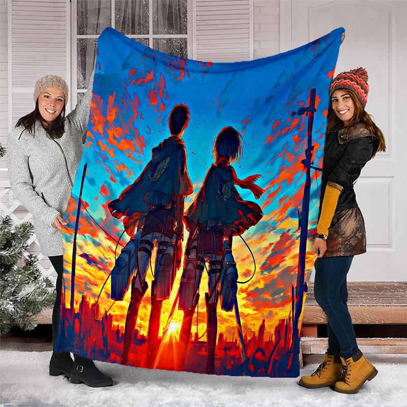 Attack on Titan printed throw blanket—lightweight,soft,warm;versatile blanket for all seasons—perfect as &air-conditioning throw,nap blanket