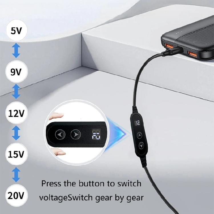 Кабель-адаптер USB C на DC5521 Зарядный шнур с 8 сменными штекерами Опционально Поддерживает от 5 В до 20 В для ноутбуков и других устройств