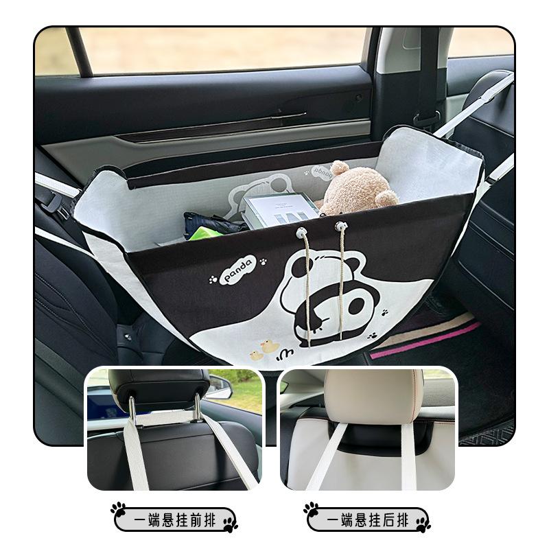 Car storage bag cute panda car seat back hanging multi-purpose car sundries bag storage hanging bag