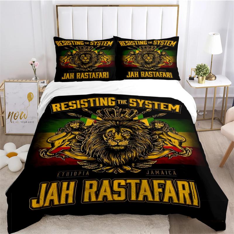 Bob Marley Reggae Music Maple Leaf Comforter Bedding Set,Duvet Cover Bed Set Quilt Cover Pillowcase,King Queen Size Bedding Set