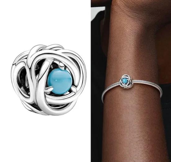Медные twelve month birthstone сердце вечность шармы бусины кулон подходят к оригинальному браслету для женщин тонкие ювелирные изделия
