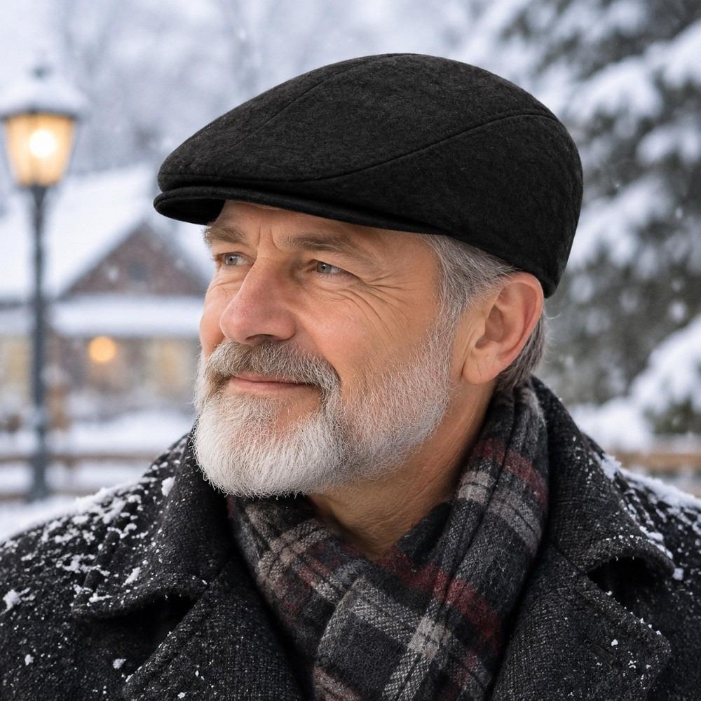 Windproof Brim Winter Forward Beret Thickened Design Newsboy Duck Tongue Daily Commuting