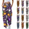 Women's Sports Pants With Pockets Fashion Halloween Print Elastic Waist Pants Casual Sweatpants Pants