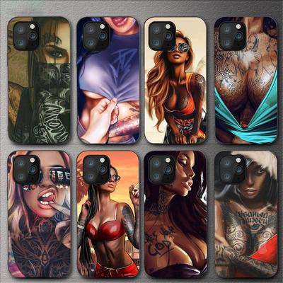 Сексуальный чехол для телефона с татуировкой для девочек для Iphone 11 12 Mini 13 14 Pro Xs Max X 8 7 6s Plus 5 Se Xr Shell