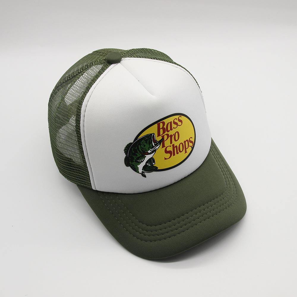 Пестрая рыболовная кепка Bass Pro Shops Летняя уличная защита от солнца Повседневная бейсболка Кепка дальнобойщика Полиэфирное волокно круглая вершина Бен...
