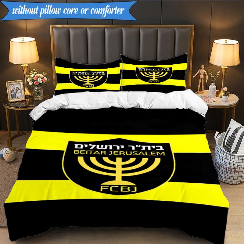 3PCS Beitar Jerusalem Football Club Printed Soft Bedding Set,Including 1pc Duvet Cover And 2pcs Pillowcases Perfect for Bedroom, Dormitory, Fan gift