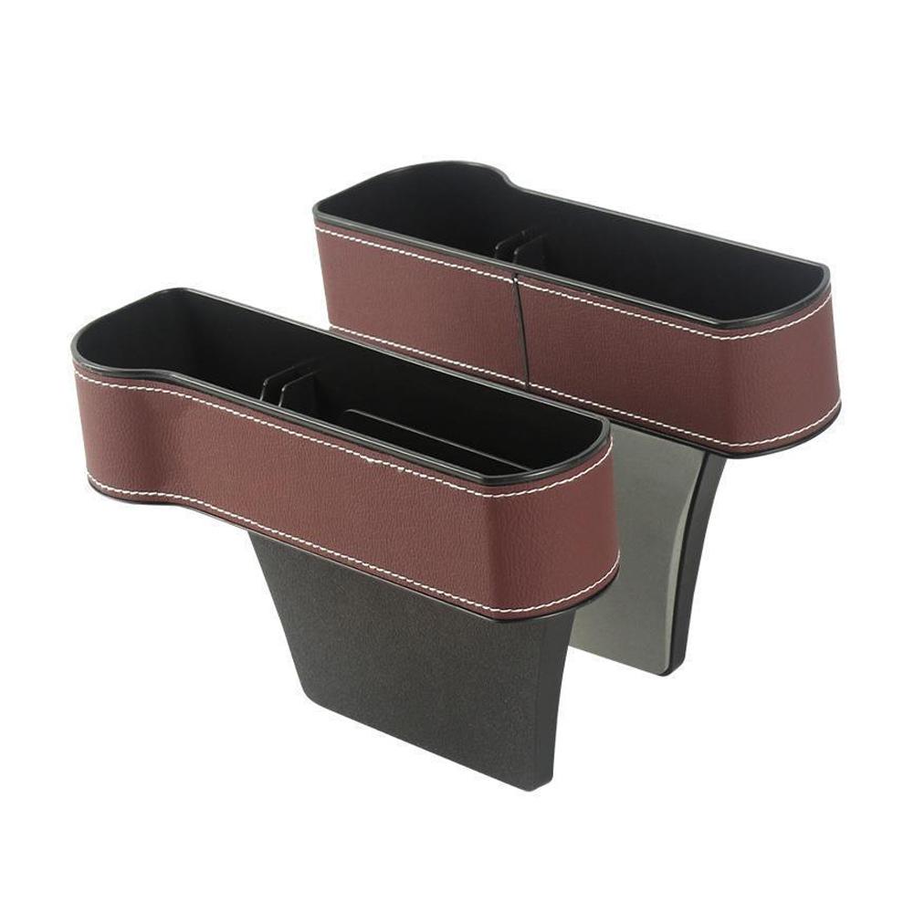 2PCS Leather Car Seat Storage Box Phone Keys Organizer Auto Seat Crevice Storage Filler Munti-functional Auto Organizer