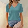 Женская модная футболка с коротким рукавом и V-образным вырезом, свободная повседневная футболка