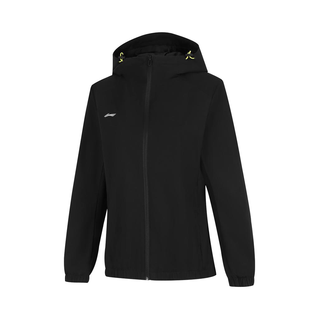 Li Ning Sports Lifestyle Series однотонная ветровка на молнии с капюшоном женская верхняя одежда черного цвета AFDU626-4