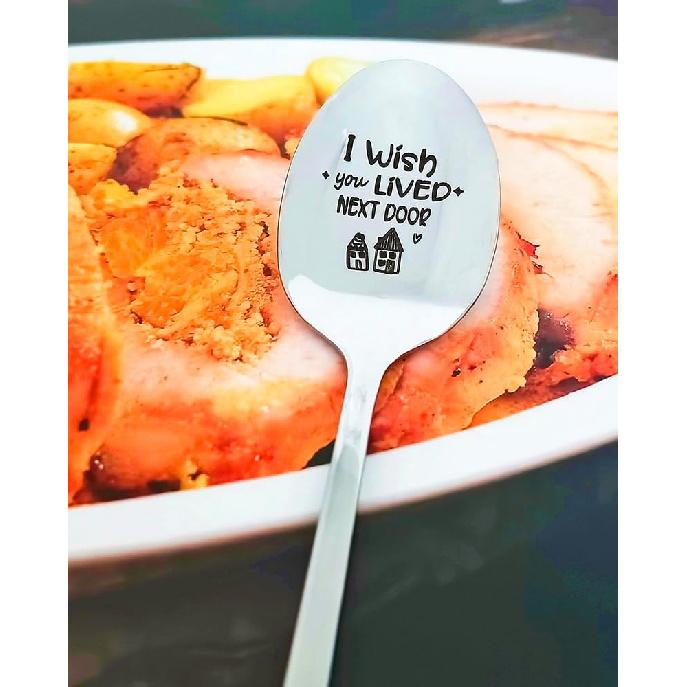 I You Lived Next Door Gifts Spoon for BFF Best Friend Long Distance Friendship Gifts for Women Men Friends Moving Going Away Gift for Friend