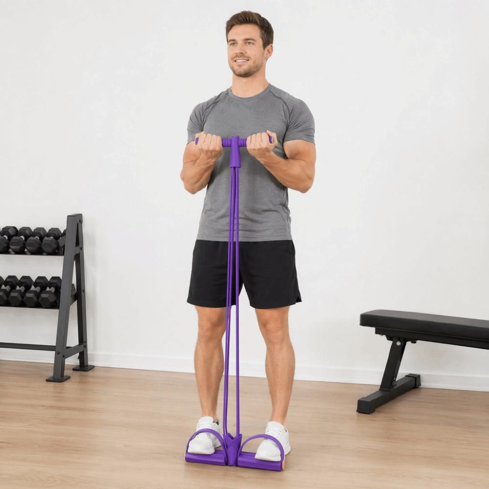 2PCS 4 Tube Pedal Resistance Band 6 Tube Foot Pedal Exerciser Durable Sit up Trainer Arm Training