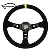Racing Sport Suede Steering Wheel 14inch 350mm Car Steering Wheel Deep Dish 90mm Black OM25S0
