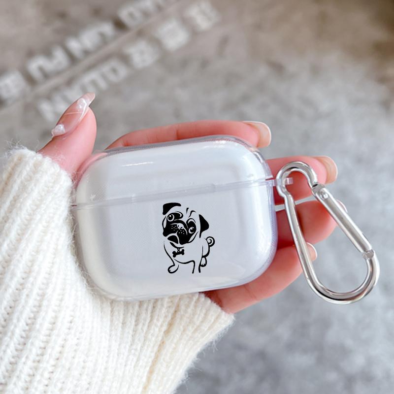 Мягкий чехол с французским бульдогом для Apple Airpods 2 1 Чехлы для наушников с крючком для Airpod Pro 3 Pro2 Прозрачные защитные чехлы Аксессуар