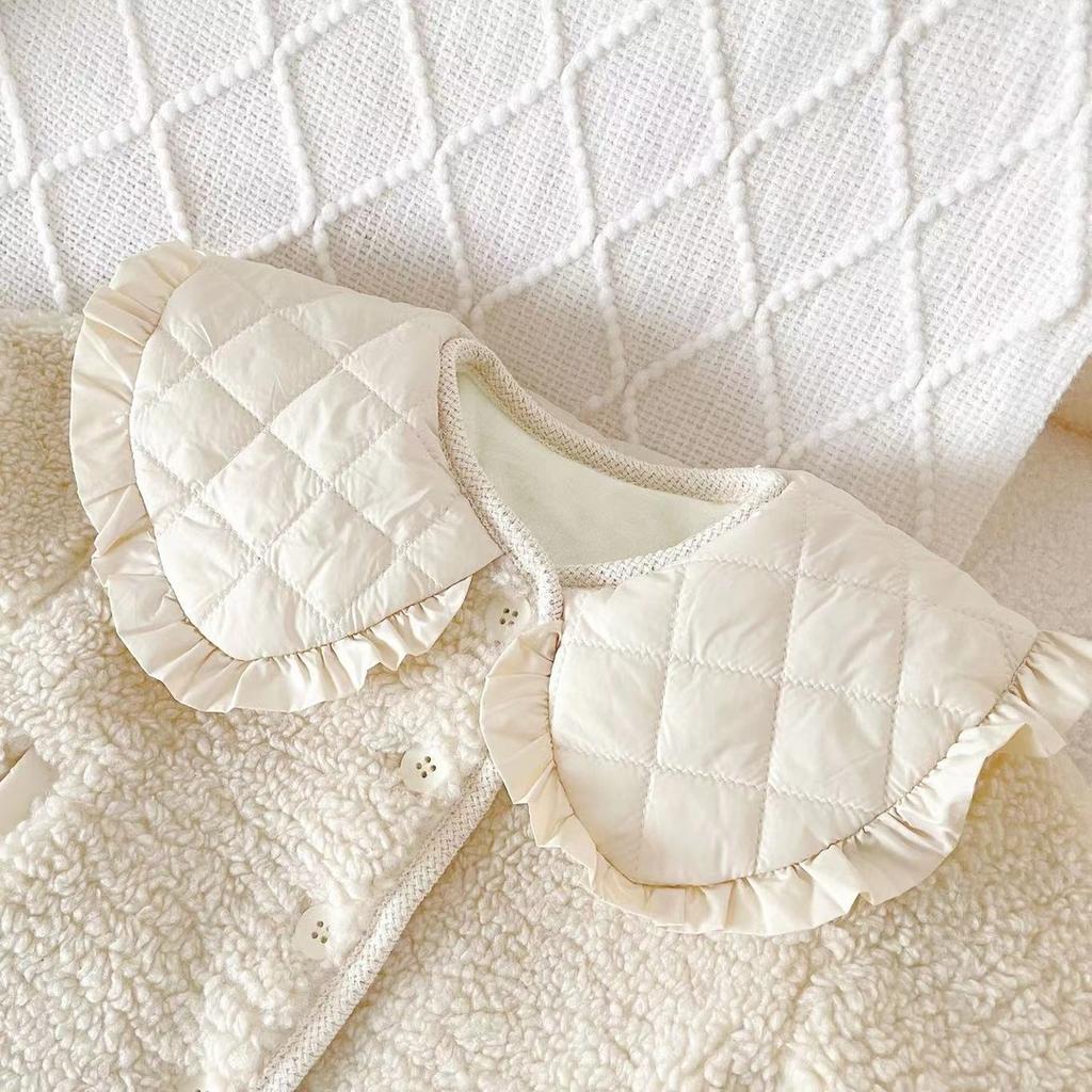 Пушистые куртки для маленьких девочек, детские осенние утепленные пальто, толстая верхняя одежда с отложным воротником, принцесса, зимняя теплая