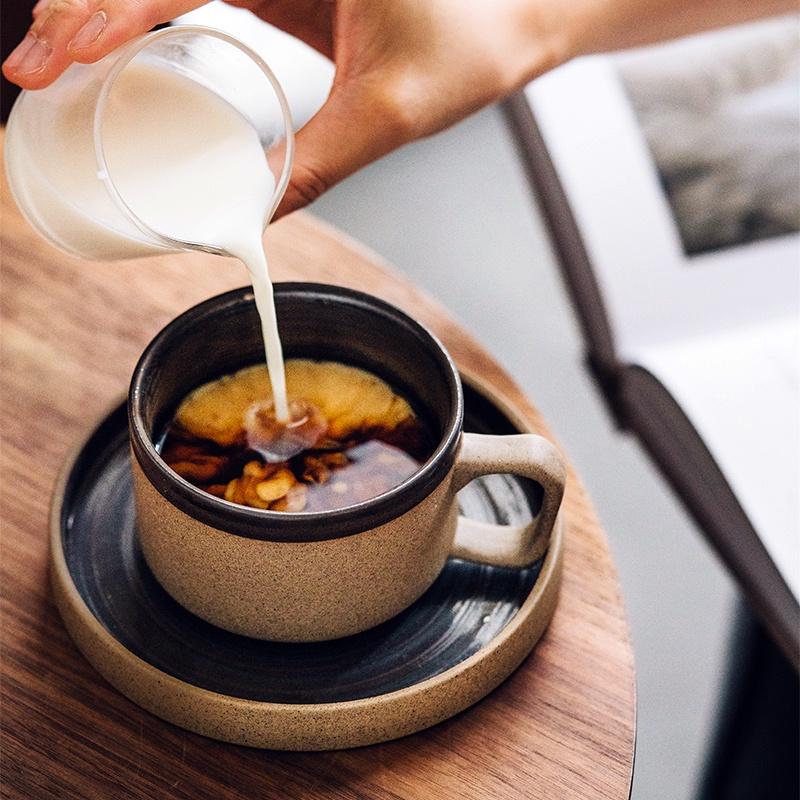 250 мл Японская керамическая кофейная чашка с блюдцем Кружка из грубой керамики Креативная чайная чашка