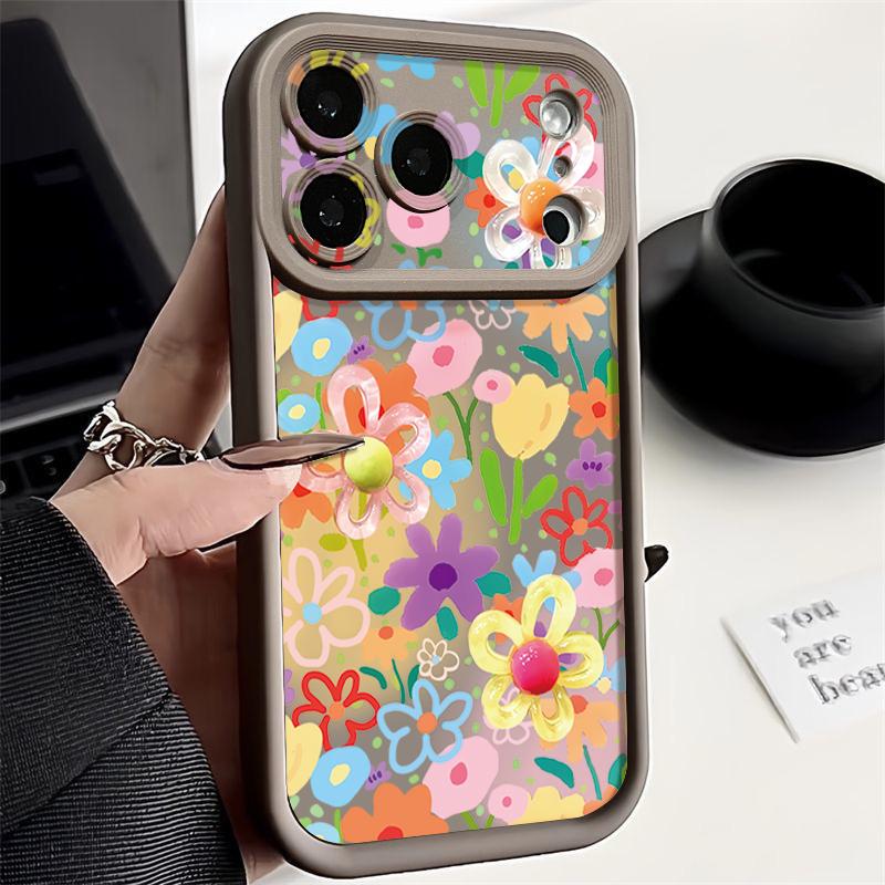 Чехол для телефона с мультяшными цветами для iPhone 17 Pro Max Air 16 15 Pro Max 14 13 12 Pro Max 11 Прозрачная мягкая задняя крышка из ТПУ