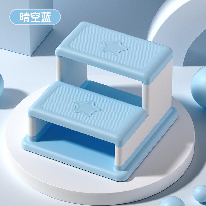 Folding Kids Step Stool, Double Layer Movable Toddler Stool for Sink & Toilet, Bathroom Foot Stool