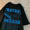 Protect Our Oceans Whale Landing T Shirts Men Pattern Quality T Shirt Vintage Cotton Tops Personality Summer T Shirts Women