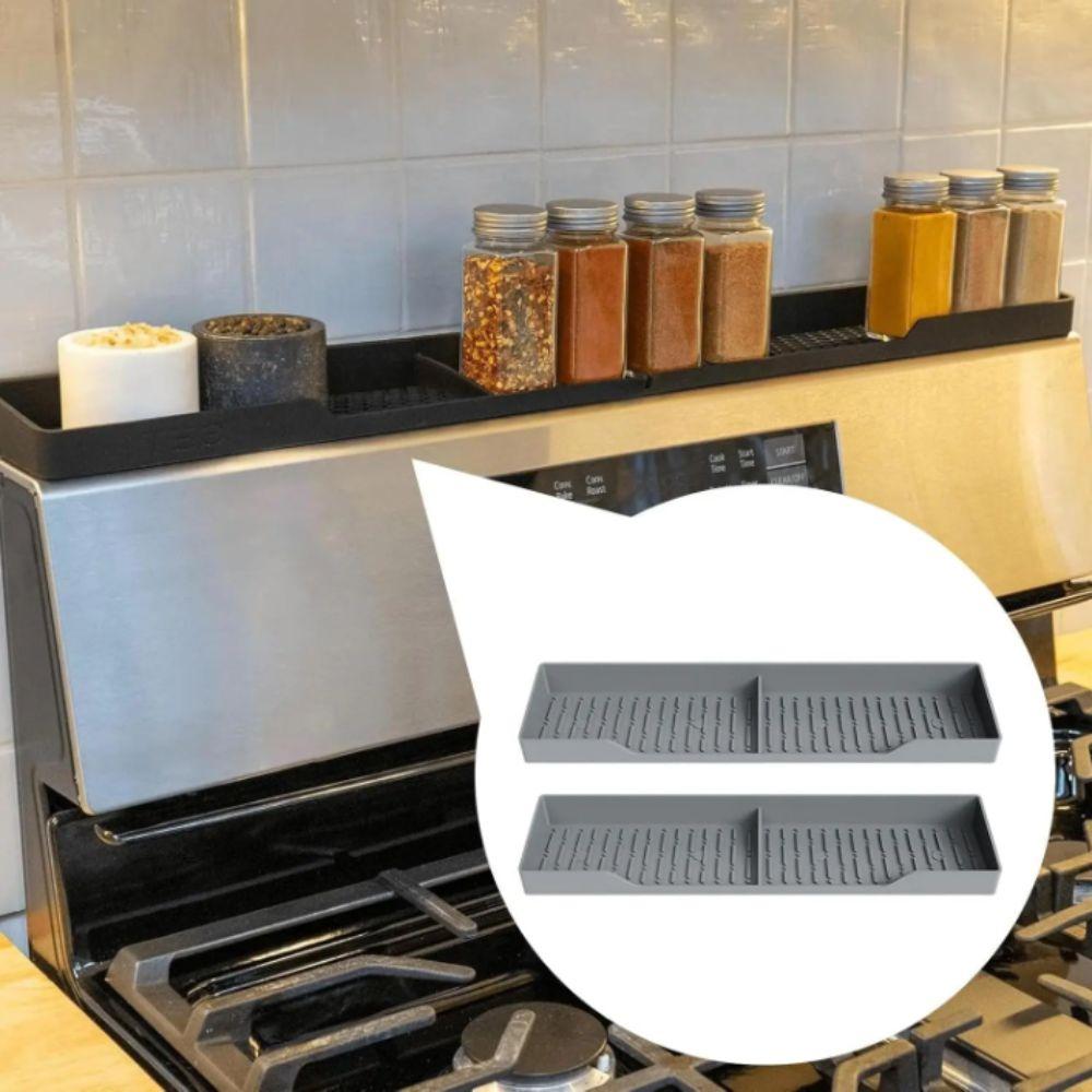 Non Slip Grip Silicone Stove Mats Heat Protection Spice Rack Magnetic Shelf Over The Stove