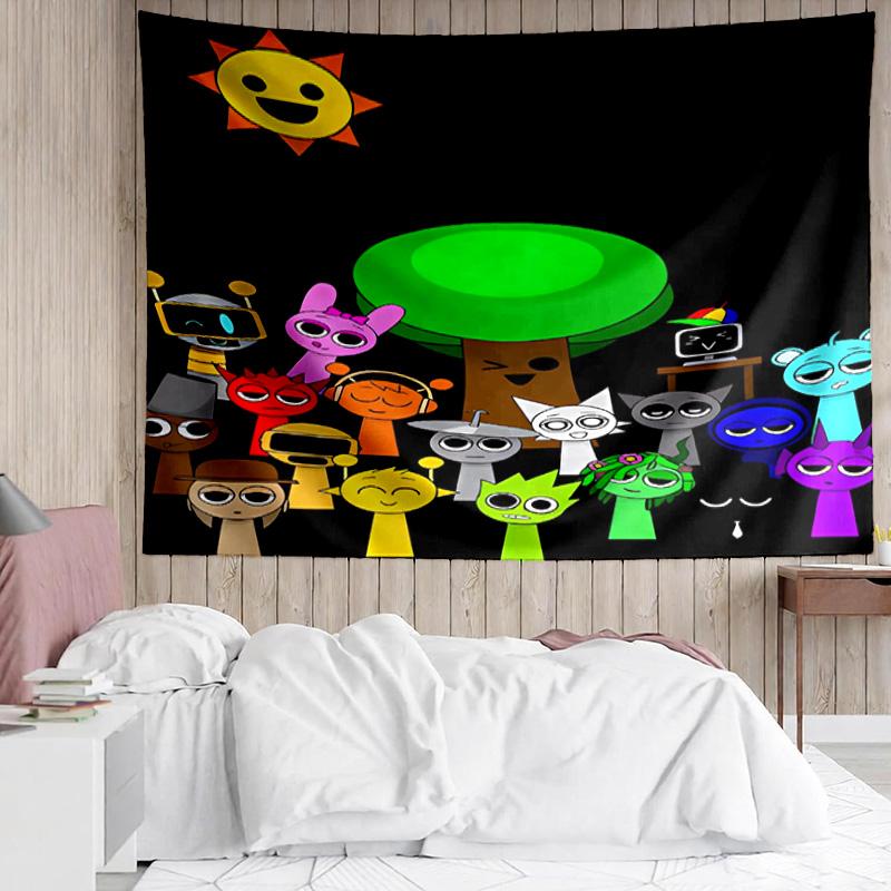 Incredibox Sprunki Tapestry for Bedroom Aesthetic Classroom Tapestries Wall Hanging for Living Room Dorm Office,Ideal Creative Gift