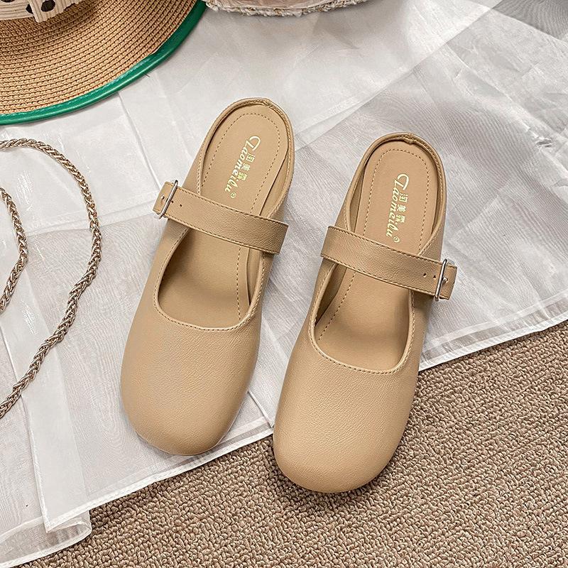 Весна и лето 2025 года новые полушлепанцы женские летние мягкая подошва удобные интернет-знаменитость ленивая сумка голова плоская подошва полушлепанцы большие