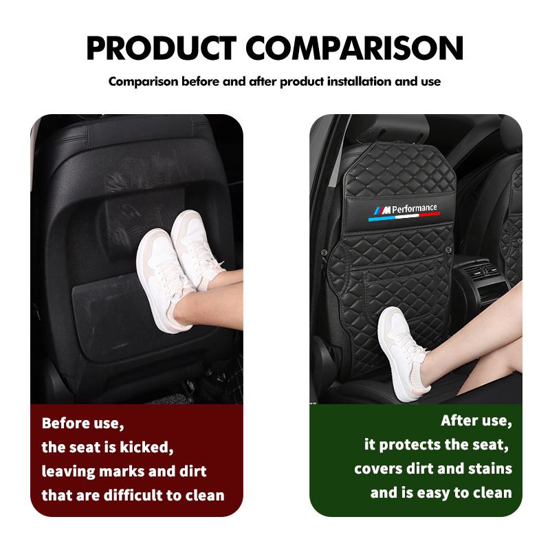 qznrv2 Car Seat Back Anti Kick Pad Protector Cover with Storage Pocket For BMW Performance M Alpina E71 E83 F30 M6 F01 F20 X1 X2 X3