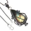 Pendant Shiney Labradorite Gemstone Valentine'Day Gifted Silver Jewelry 2"