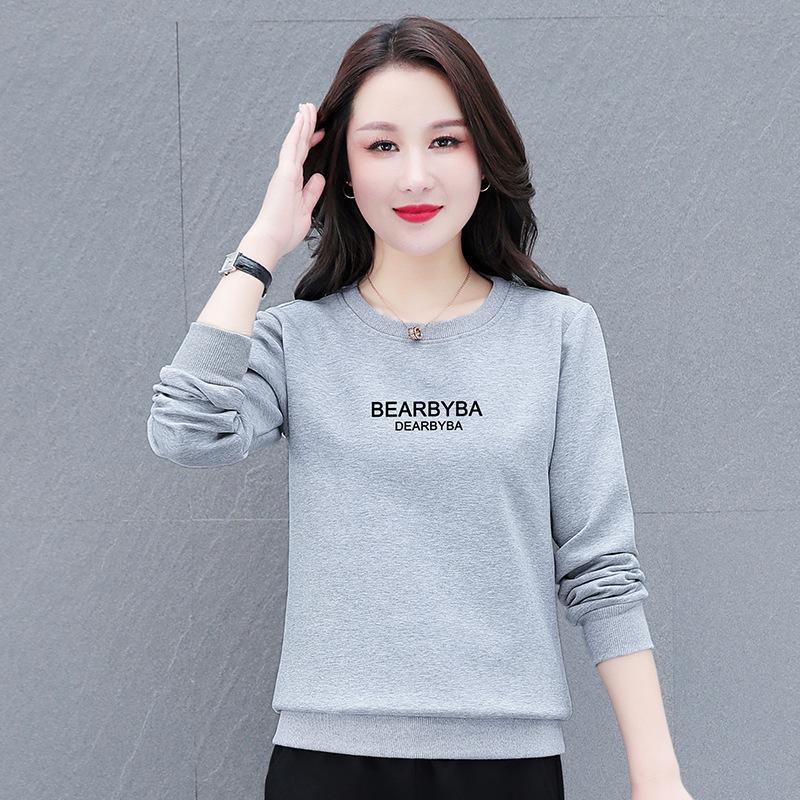 Женская толстовка с круглым вырезом – весна/осень 2025, длинный рукав, модный бархатный топ Plus