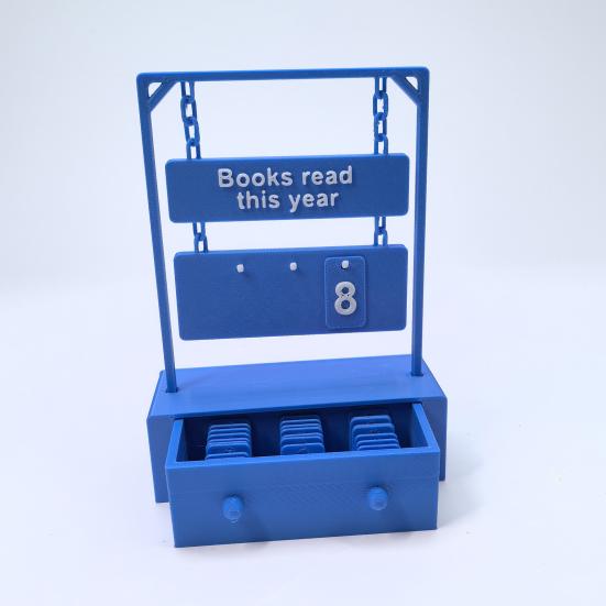 Подвесной счетчик книг, напечатанный на 3D-принтере, Трекер прочитанного в этом году, Дисплей цели чтения, Номерной знак, Украшение полки/стола, Подарок для книголюбов