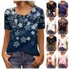 Women's Printing Round Neck Button Short Sleeve Bottom T-shirt Top