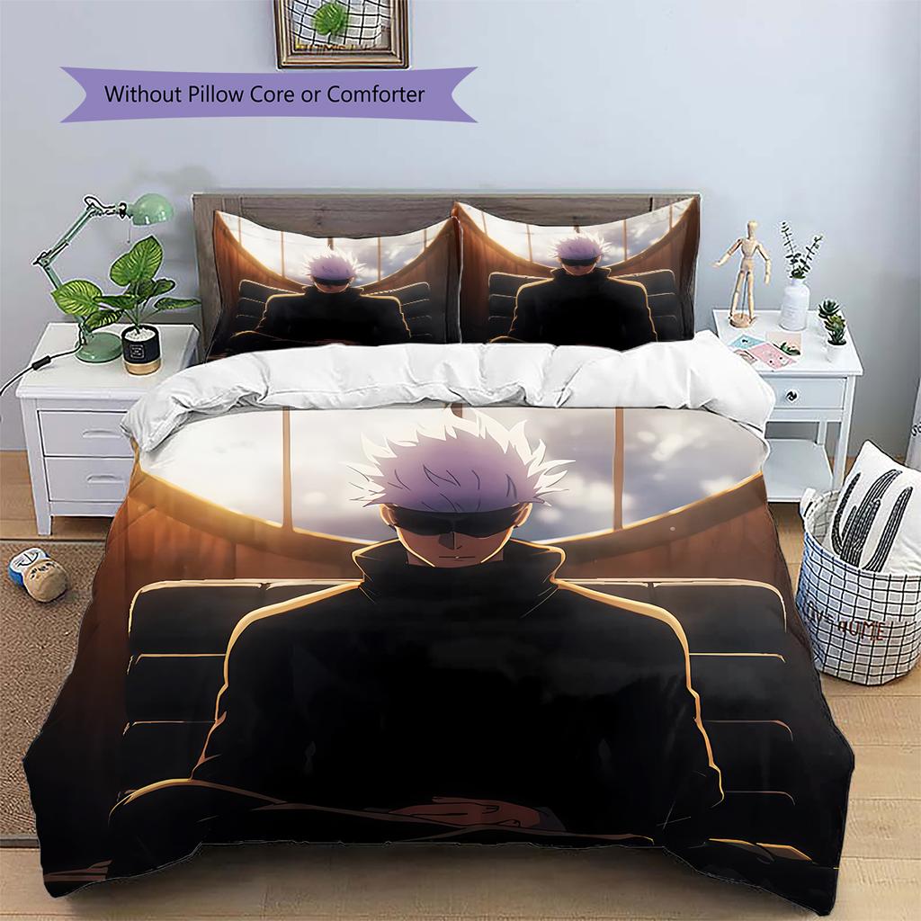 Jujutsu Kaisen Dark Style Bedding Set Duvet Cover Pillowcase No Filler, Soft Home Bedroom Decor, Perfect Gift for Fans.chl