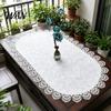 Non-curling Table Runner Oval Lace Runner, Vintage Doily, Retro Translucent Floral Placemat for Coffee Dining Decor Lightweight Mesh