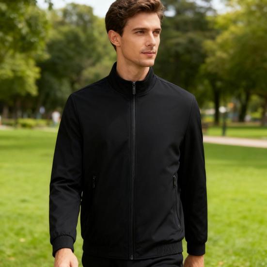 Мужская куртка со стойкой, длинными рукавами и застежкой-молнией, ветрозащитная куртка с карманами, стильная и темпераментная мужская верхняя одежда