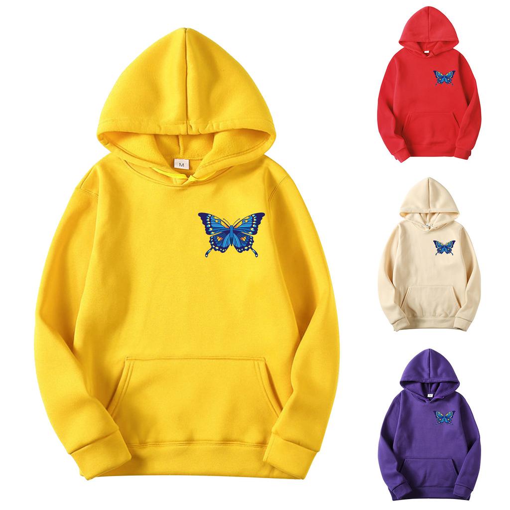 Butterfly Pattern, Printed Hoodie, Autumn And Winter Fashion Men'S And Women'S Long-Sleeved Sweater