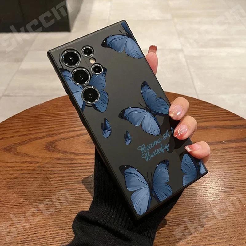 Ретро Бабочка Силиконовый Чехол Для Телефона Для Samsung Galaxy S24 Ultra S23 Plus S22 S20 FE A73 A72 A71 A55 A54 A51 A50 A35 A15 Чехол