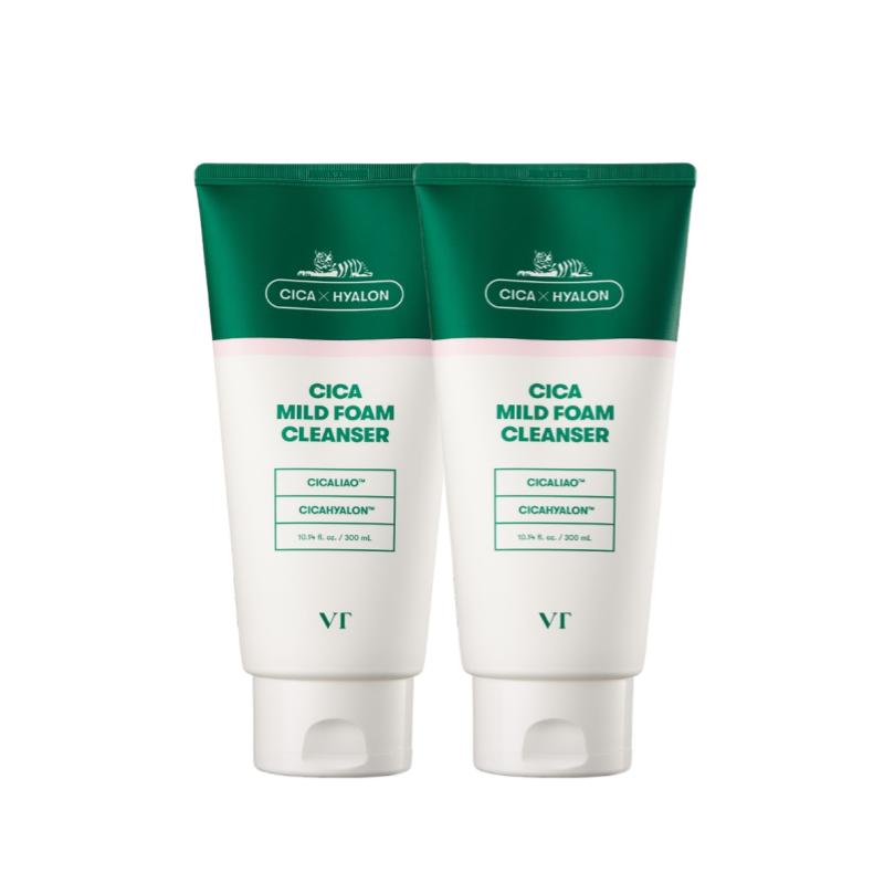 VT Cosmetics Cica Mild Foam Cleanser Soothing Low pH Face Wash 300ml x 2