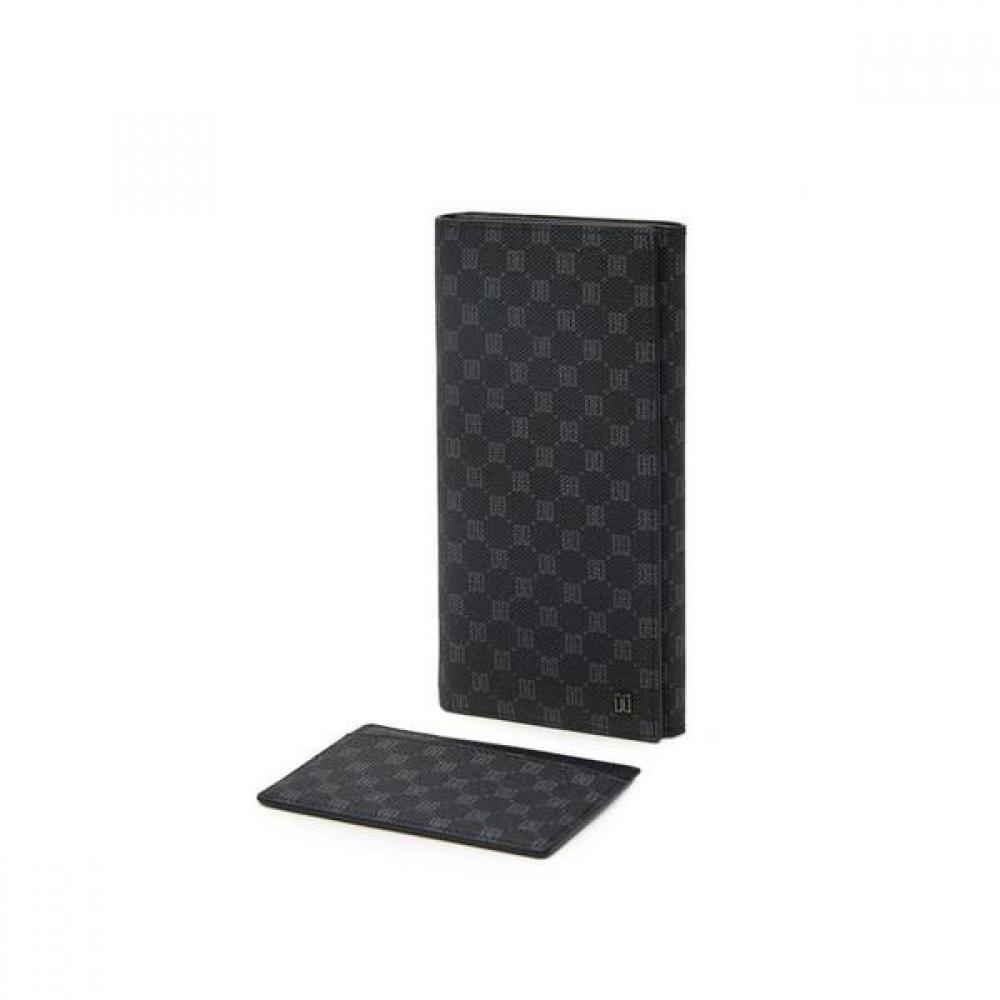 Daks Black Leather Logo Pattern Long Wallet Dbwa2f121