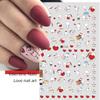 1pc 3D Sweetheart Nail Stickers Valentine's Day Love Heart Nail Decals Black Letters Comic Designs Nail Applique