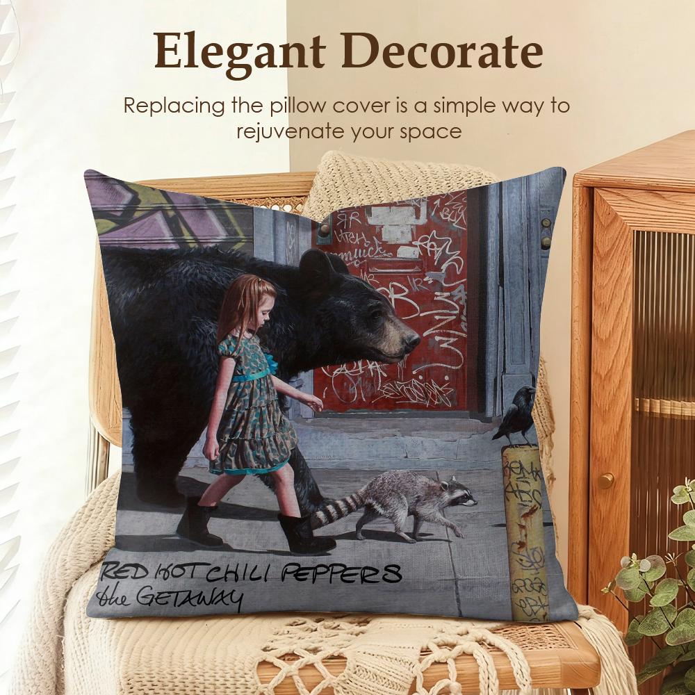 Red Hot Chili PPeppers Band Cushion Cover Natural Linen Organic Fabric DoubleSided Printing Sofa Home Decor Gift Pillow Case