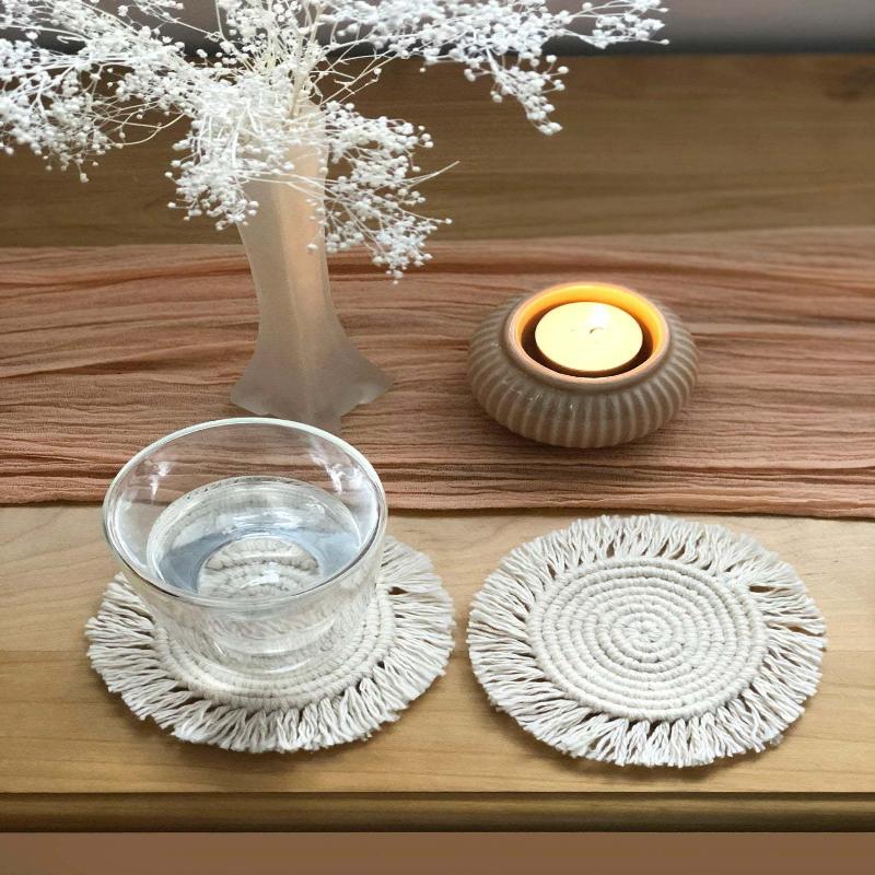 1 шт. Подставка в скандинавском стиле, ручной работы, круглая, противоскользящий коврик, декоративная подставка для стола для ресторана, вечеринки, пикника, улицы, влагостойкая