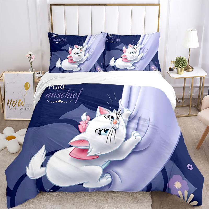 Mischiefful Cat Adventure Print 3Pcs Bedding Setduvet Cover With 2 Bedropillowcase Home Birthday Gift